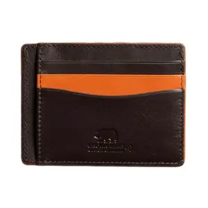 BROWN BEAR Premium Branded Men’s Card Holder Stylish, ATM Pure German Nappa Leather, RFID Leather (Brown/Orange)