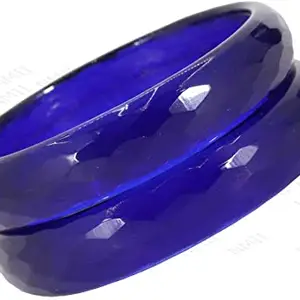 NMII Glass with Diamond Shaped Glossy Finished Bangle/Kada Set For Women and Girls, (DarkBlue_2.2 Inches), Pack Of 2 Kada Set