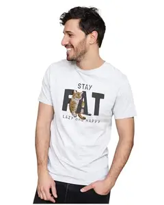 Men's & Women's Regular Fit T-Shirt Just Be Happy - Smile 100% Cotton Unise T-Shirt White|Female2XL(FATSLO17-White 2XL Men GoalLW,)