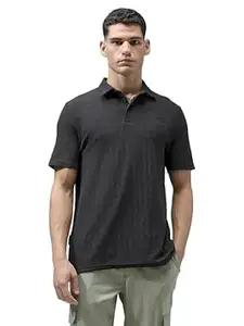 TECHNOSPORT Men's Jacquard Polo T-Shirt COTFLEX Quick Dry Slim Fit Sports Tee for Gym Casual Smart Wear UPF50+ Anti Odour