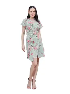 PURVAJA Women’s Warp Above Knee Length Dress (Wini-037-Royal_Light Green_X-Large)