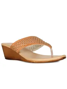 BATA womens Flex Wedge Thong Beige, Beige 7 Ballet Flats (7718109)