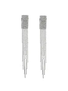 Kairangi Earrings for Women and Girls | Fashion White Stone Crystal Dangler | Silver Tone Dangler Earring | Birthday Gift for Girls and Women Anniversary Gift for Wife