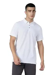TECHNOSPORT Men Solid Casual Fit Athletic Polo T Shirt COTFLEX Memory Stretch Polyester Polo Tshirt for Men Office Casual Smart Travel Golf Weekend Wear