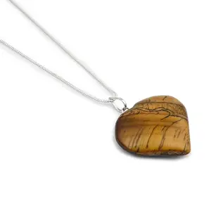 Crystalm Natural certified Tiger's Eye Stone heart Shape pendant gift for girls working women