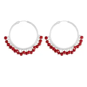 Amazon Brand - Anarva Silver Plated Pearl Chandbali Earring for Women (E2628SM)