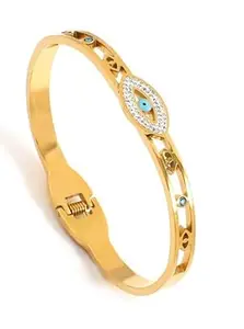 VIEN 1pc Evil Eye Bracelete Stainless Steel Bracelet For Women Cubic Zirconia Cuff Bangles Party Daily Jewelry Gift