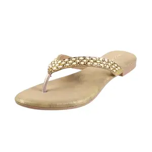 Mochi Women Flat Beaded Ethnic Chappal UK/6 EU/39 (35-286)
