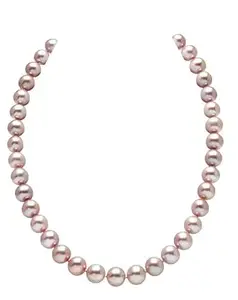 ManakGems Stylish Pink Pearl Necklace Original Certified पर्ल नेकलेस मोती का हार A1 Grade Hand Knotted 8MM Freshwater Pearl Round Shape Mukta Mani Stone Necklace For Wearing Unisex