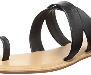 Carlton London Women's Black Flat Sandal-4 Kids UK (CLL-6198)