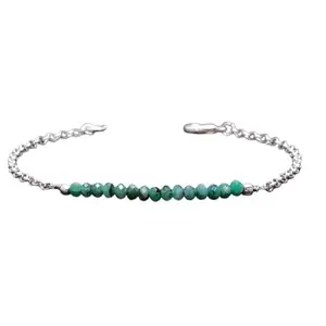 LKBEADS Silver Plated Bracelet with Multicolor Faceted Emerald Beads – Rondelle 3mm – 7 inch Adjustable – For Men & Women|LK_STACK_02475