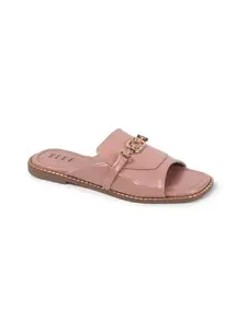 ELLE Women Fashion Sandal,Peach,UK-7