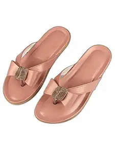 WalkTrendy Womens Synthetic Pink Open Toe Flats - 7 Uk (Wtwf586_Pink_40)