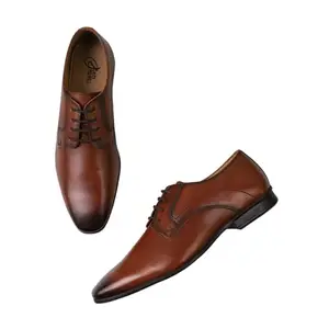 JACK REBEL Elevate Your Style Classy Tan Formal Shoes | Premium Leather | Stylish Lace-Ups | Smart HD Foam Footbed | Versatile for Office & Parties | Perfect Men's Professional Attire