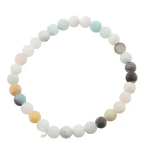 AAMRAPALI SILVER GEMS AAMRAPALI Natural Frosted Amazonite Bracelet - Metal Free, 6 mm - Boosts Positivity, Calm Energy | Stone Beads Bracelet | Focus on Heart Chakra | Stunning Gem Patterns Tones | Elevate your style and e