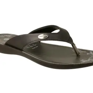 AEROBLU Black Synthetic Solid Open Toe Thong Strap Flexible Flat slipper For Women (AECF15-BLACK-38)