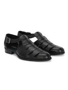 Delize Mens Black Roman Sandals 65235-7