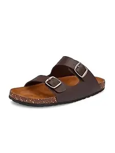 EL PASO Brown Vegan Leather Cork Sole Sandal Slippers for Men - 11 UK