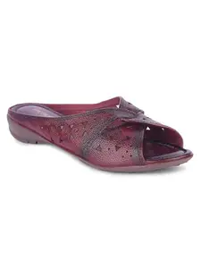Liberty Women Fashion Slippers With Drymill Leather Upper|TPR Sole Mid Heel Slipper For Women|Stylish Soft & Comfortable Slipper For Women | Leather Insole Slipper (37 EUR - Cherry)