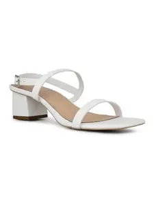 Inc.5 Womens White Party Wear Striped Square Heels