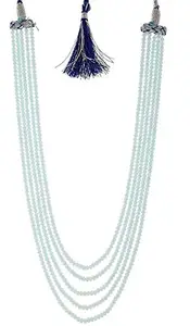 AV FASHION A V Fashion India - Semi Precious Gemstone Aqua Colour Crystal Stone Beads Necklace 5 Strand For Women and Girl Fashion Jewellery (Same as Shown In Image)