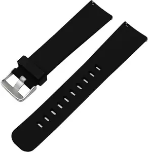 Soft Silicone Strap Compatible with Ambrane Wise Eon Pro 20 mm Silicone Watch Strap (Black)
