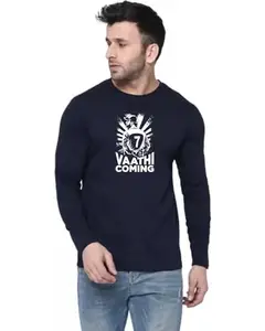 Hotspot Tees | Stylish Casual Men's Wear | Vaathi Coming MS Dhoni D1 | Full Sleeve Round Neck | Navy Blue(M) T-Shirt
