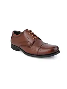 Devil's Snare Brown Genuine Leather Oxford Formal Shoes, Padded Insole, Leather Lining, TPR Soles, UK6-UK10 (Brown, UK Footwear Size System, Adult, Men, Numeric, Medium, 8)