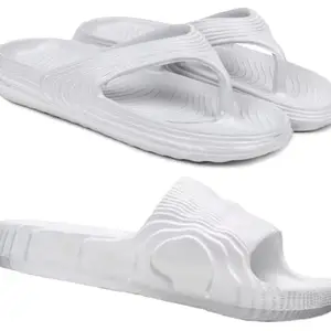 Pampy Angel Combo Pack of 2 Slipper/Flip Flops/Slides/Clogs/Sandals with Adjustable Back Strap for Men,(V-Evafeet-Grey,Addi-M-White),6 (UK/India)