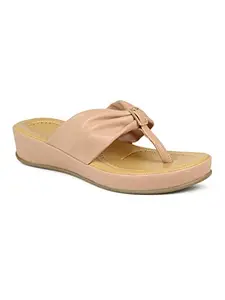 Inc.5 Women Peach Solid Comfort Sandals