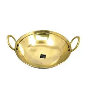 NYRAPeetal/Gilat Kadhai Wok Brass Handcrafted Heavy Kadai for Cooking- Avaialable in 3 Sizes (Small)
