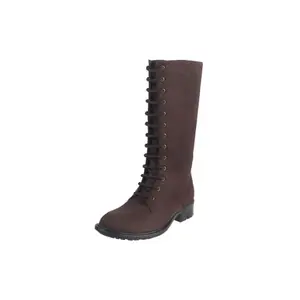 Mochi Women Brown Suede Leather Block Heel Knee High Boot UK/5 EU/38 (31-661)