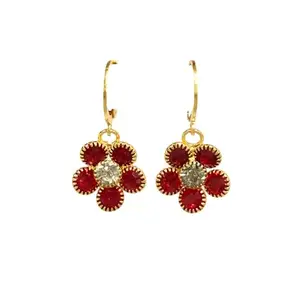 Earrings Round Bali Red