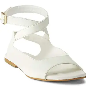 ESTATOS Women White Outdoor Sandals-6 UK (39 EU) (P7V724