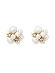 Kairangi Earrings for Women and Girls Studs for Girls Gold Toned White Pearl Stud Earrings | Birthday Gift for girls and women Anniversary Gift for Wife