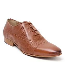 Gabicci Formal Shoes Tan Printed Nappa Leather Office Shoes, Tunit Sole, Lace Up, Pointed Tip Size Tonbridge (Size 43),(UK Size 9)