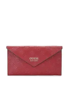 GUESS Red Textured Wilder Boxed Envelope Wallet
