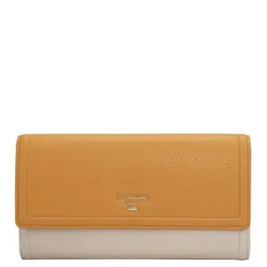 Da Milano Flap Leather Wallet for Women - Apricot Crush & Butter