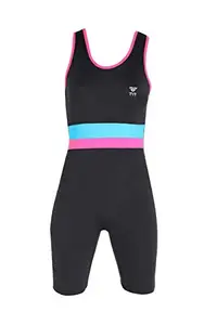 TYR Nylon Aerofit Short John Women Swimsuit, XL/38 (Black-Turquiose)