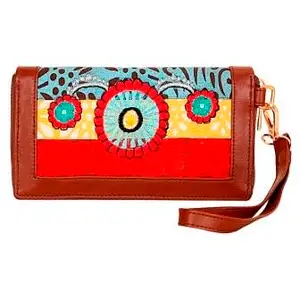 Printed Canvas Women Wallet with Embroidery