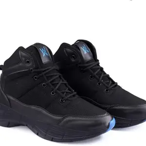 WOAKERS Men's Synthetic Leather Comfortable & Stylish Casual Shoes (Black, 9) (1029)