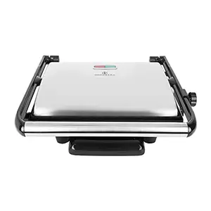 Homeberg HSG - 736 Jumbo Max-grill 2000-Watt Sandwich Maker/Contact Grill with LED indicator | Non-stick coated plates | Cool touch sliding Handle | 4 Slice Bread, (Black/Silver) price in India.