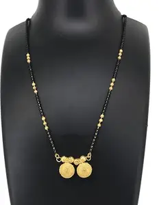 One Gram Gold Jewelry's Brass Mangalsutra Pendant Tanmaniya Black Bead(18 Inch) Brass Mangalsutra hA_SM 892 18''
