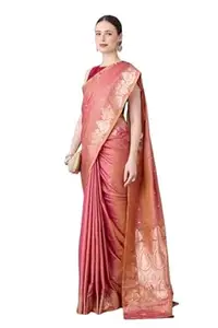 GMIYA Women?s Soft Banarasi Silk Saree with Contrast Matching Blouse Piece | Classic Traditional Saree for Wedding and Festive Occasions