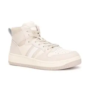 Tommy Hilfiger Leather Solid Ivory Women Flat Mid-Top Sneakers (F23HWFW174) Size- 40
