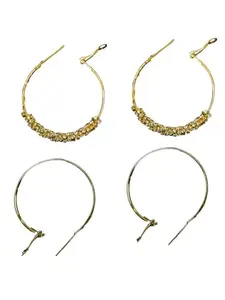 Femmibella Set Of 2 Multicolour Hoop Earrings |Gold & Silver Combo Earrings Set For Women and Girls