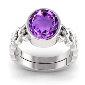 Panch-dhatu Ring - 7.25 Ratti Certified - Rashi Ratan Ring - Panchdhatu Ring(Adjustable Anguthi) -(Amethyst) Gemstone Unisex Amethyst031-1-ring-82