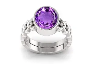 Panch-dhatu Ring - 7.25 Ratti Certified - Rashi Ratan Ring - Panchdhatu Ring(Adjustable Anguthi) -(Amethyst) Gemstone Unisex Amethyst031-1-ring-82