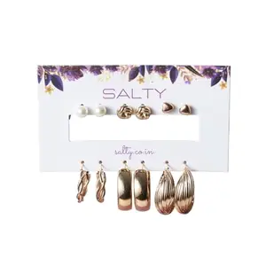 Salty Fashion Set of 6 All occasion Golden Hoops For Women & Girls