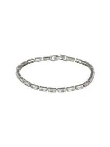 Priyaasi Studded Brick American Diamond Silver-Plated Bracelet